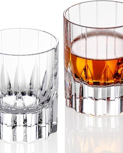 KAMMAK Crystal Whiskey Glasses Set of 2, Handcrafted 2.03oz Old Fashioned Glasses Stemless, Luxury Cocktail Glasses, Hand Blown Scotch Cup for Women, Men Barware Gift for Liquor, Bourbon