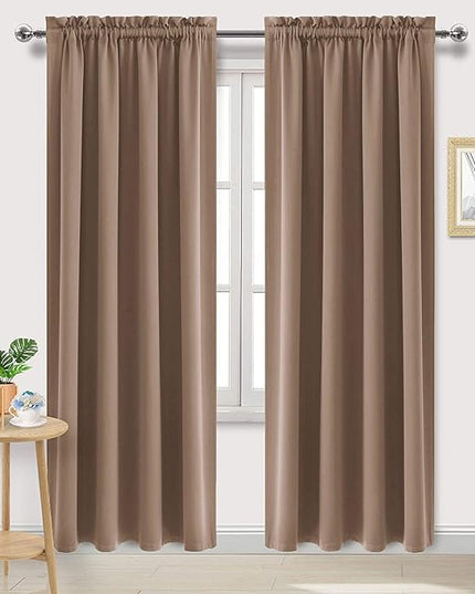 DWCN Blackout Curtains Room Darkening Thermal Insulated Bedroom Curtains Window Curtain Panels, 52 x 84 inches Long, Set of 2 Khaki Rod Pocket Drapes
