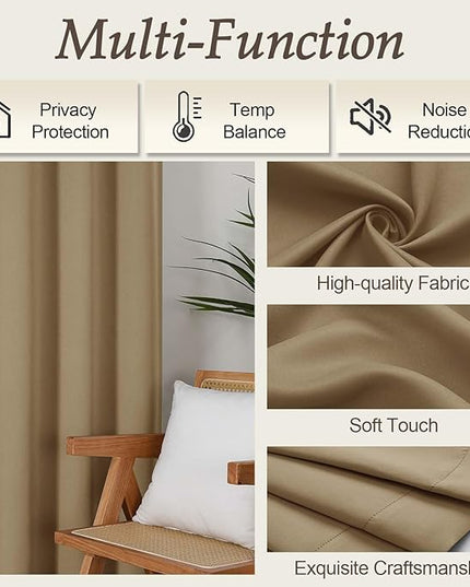 Gwine Taupe Blackout Curtains for Bedroom 96 Inch Length, Room Darkening Energy Saving Black Out Curtains for Living Room, Window Treatment Drapes with Rod Pocket, Each 40" Wx96 L, 2PCS