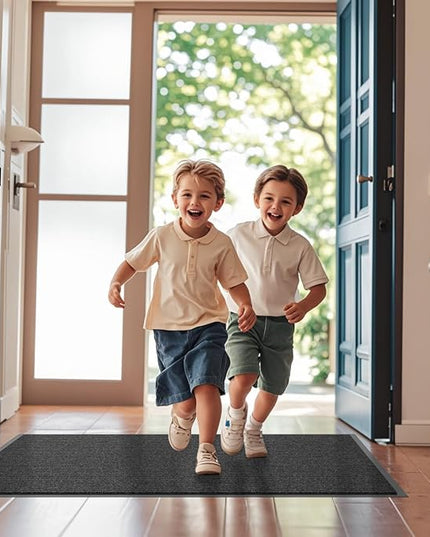 Front Door Mat, 3' x 10' Heavy Duty Indoor Outdoor Welcome Mat for Entryway, Commercial Entrance, Low Profile, Non-Slip, Durable Rubber Backing for Patio, Home