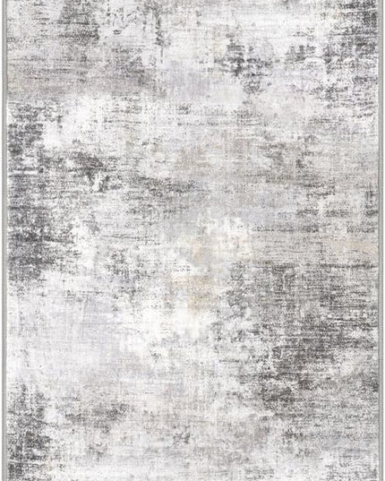 IOHOUZE Abstract Runner Rug 2x8 Ft Washable Runners for Hallways, Non Slip Kitchen Runner Printed Faux Wool Entryway Runner Indoor, Modern Abstract Floor Carpet for Hall Kitchen Bedroom, Grey Beige