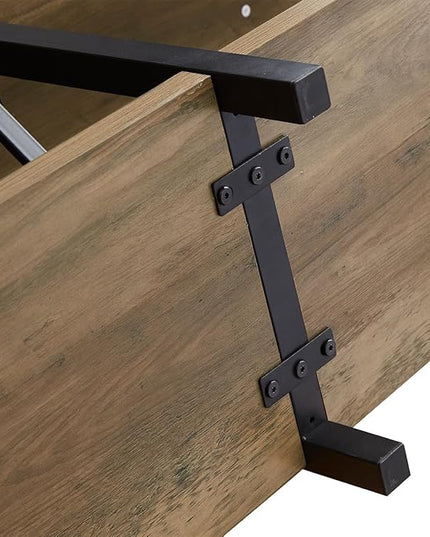 LVB Rustic Console Table, Wood Metal Entryway Table Behind Couch, Industrial Sofa Table with 3 Tier Storage Shelf, Modern Wooden Foyer Hallway Table for Entry Living Room Bedroom, Rustic Oak, 47 Inch