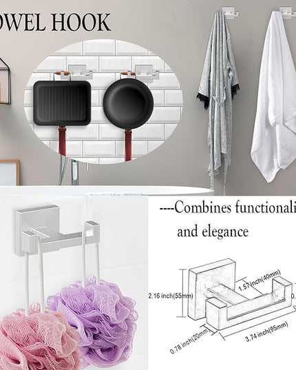 BOZWELL 5 Piece Brushed Nickel Stainless Steel Towel Bar Set, 23.6 inch Square Bathroom Hardware Accessories Set,Wall Mounted Towel Racks for Bathroom