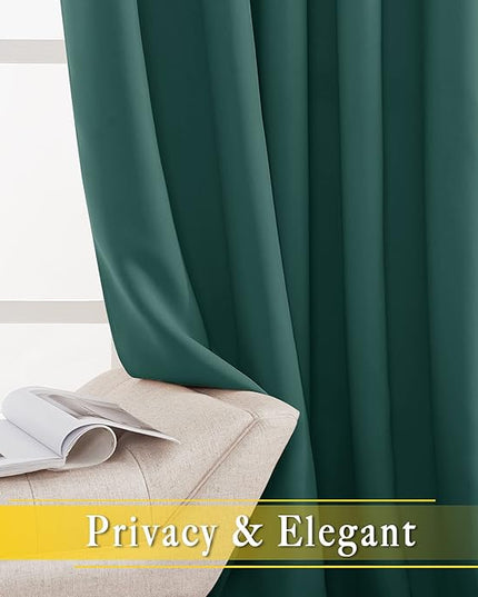 NICETOWN Bedroom Window Blackout Curtain Panel - Home Decoration Thermal Insulated Blackout Drape/Drapery for Loft, Guestroom (Hunter Green, 1 Panel, 80 x 84 inch)