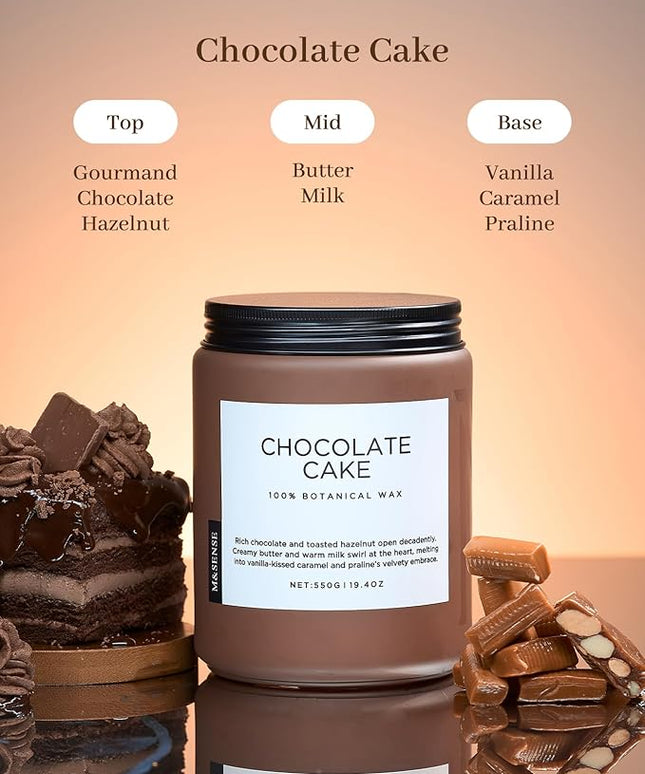 M&SENSE Chocolate Layer Cake Scent Candles, Large 19.4oz Natural Soy Wax 110 Hours Burn Time Clean Non Toxic Scented Classic 2 Wicks Candle for Bedroom Living Room Office
