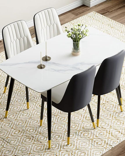 50'' Dining Table Set for 4, Dining Room Sets for 4, Sintered Stone Dining Table Chairs Set of 4, Easy to Assemble，Suitable for Small Spaces