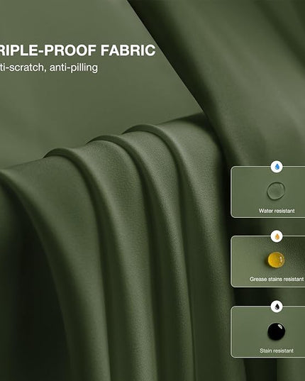 Anmao Non-See-Through Olive Green Privacy Semi Sheer Curtains for Living Room 72 Inch Length 2 Panels Set, Light Filtering That Let Light in Rod Pocket Window Drapes for Bedroom, 52W x 72L, Dark Green