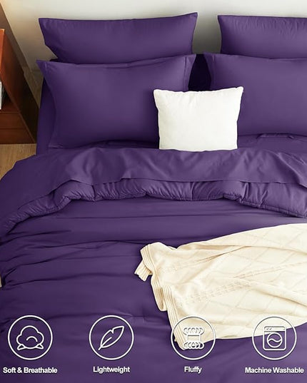 CozyLux Full Size Comforter Set Purple, 7 Pieces Bed in a Bag Full Comforter Set with Sheets, Soft Bedding Set with Down Alternative Comforter, Fitted Sheets, Flat Sheets, Pillow Shams and Pillowcases