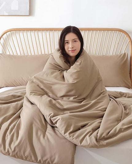 ROSGONIA Comforter Full Size for Girls Boys Teens Taupe Brown, 3pcs(1 Boho Tan Comforter & 2 Pillowcases), Lightweight Dorm Bedding All Season Bed Set