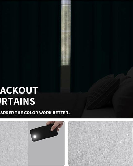 Easy-Going Linen Look Blackout Curtain Grommet Window Curtain Drapes for Bedroom, Living Room Thermal Insulated Room Darkening (2 Panels, 42x84 inch, Greyish White)