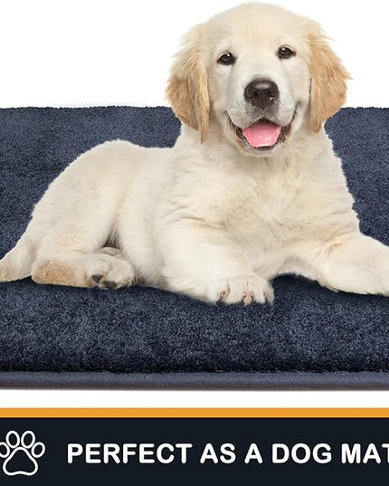 PURRUGS Dirt Trapping Door Mat 31.5" x 47", Non-Slip Machine Washable Entry Rug, Shoe Scraper, Dog Doormat, Super Absorbent Welcome Mat for Front & Back Door, Muddy Shoes & Paws, Navy Blue