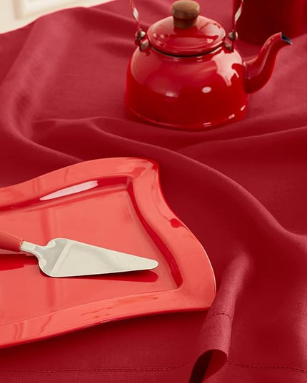 Solino Home Red Linen Napkins Set of 4-100% Pure Linen Hemstitch Dinner Napkins 20 x 20 Inch for Christmas, Holiday, Winter, New Year - Classic Hemstitch