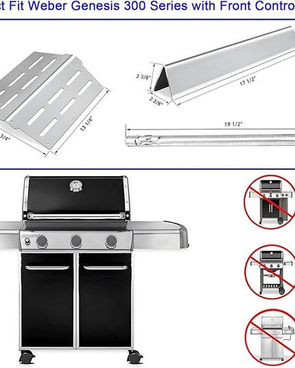 Genesis Grill Parts for Weber E310 E320 E330 EP310 EP320 EP330, 17.5” Flavorizer Bars 7620 Heat Deflector 7622 Burner Tube 62752 for Weber Genesis 300, Grill Replacement Parts for Weber Accessories