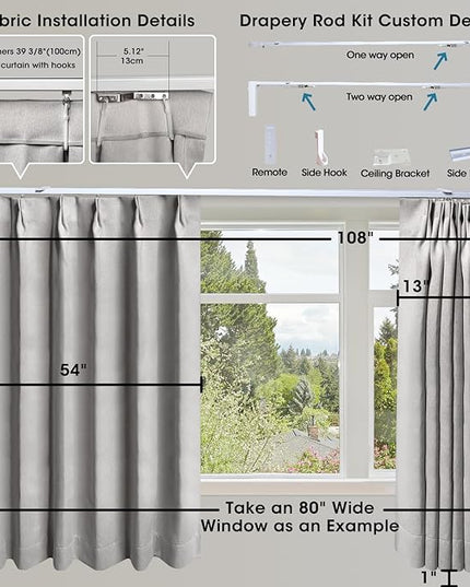 SmartWings Automatic Curtain Opener with Drapery, Motorized Vertical Blinds with Remote, Electric Closet Doors Sliding Panels Compatible with Alexa Google Homekit, 93% Blackout Light Grey