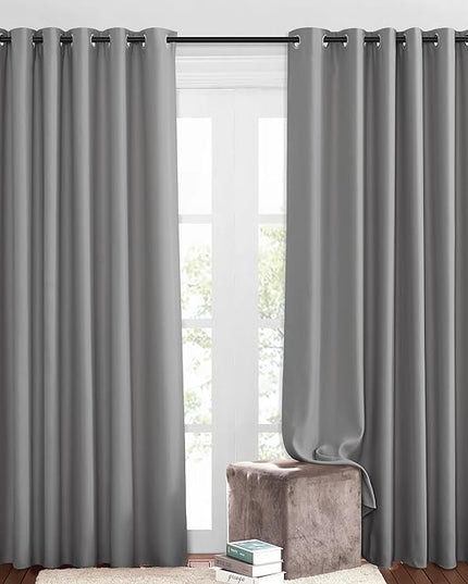NICETOWN Insulated Blackout Curtains and Drapes - Energy Saving Thermal Insulated Solid Grommet Blackout Draperies for Sliding Glass Door/Patio (1 Pair, W80 x L84, Silver Grey)