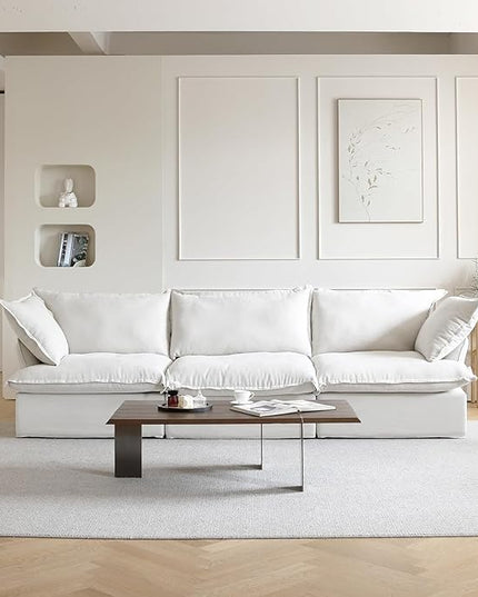 JACH Modern Modular Cloud Sectional Couch, 3 Seat Comfy Convertible Sectional Sofas Couches, Cushion Covers Removable, Two Corners and One Middle Sofa for Living Room (White)