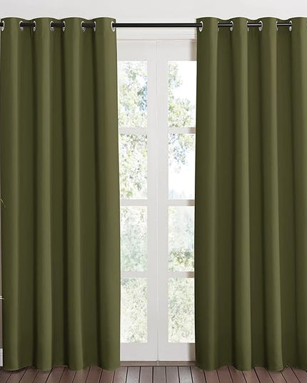 NICETOWN Blackout Curtain Blind Window Panel - (Olive Green Color) Home Decor Window Treatment Drape Modern Design Drapery for Patio Door Room, 52Wx84L,1 Panel