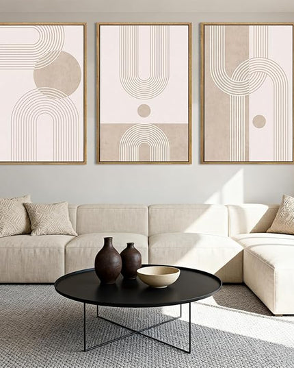 ANHUIB Neutral Wall Art Modern Boho Wall Decor Abstract Line Artwork 16x24 Inch Set of 3 for Living Room Bedroom Dining Room