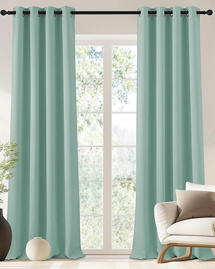 NICETOWN Blackout Drapery Curtain Panel 90 inches Long - Window Treatment Thermal Insulated Grommet Blackout Curtain/Drape for Bedroom Living Room (Aqua Blue, 1 Panel, 46 by 90 inches)
