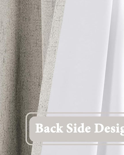 H.VERSAILTEX 100% Blackout Curtain for Bedroom 108 Inches Long Grommet Linen Face Full Light Blocking Curtain Drape for Living Room Thermal Insulated Linen Look Curtain 1 Panel, 52" W x 108" L, Stone