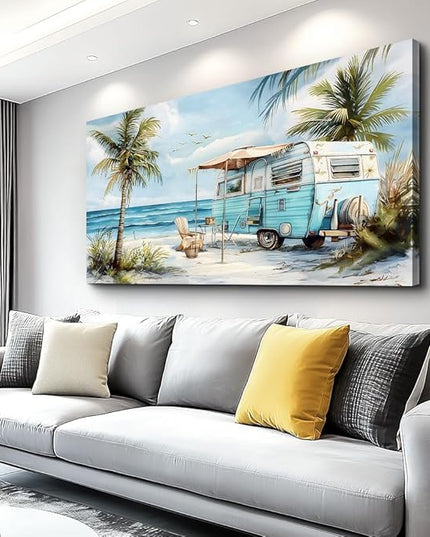 ERQINHUA Large Wall Art For Living Room Canvas Wall Decor For Office Bedroom Decorations Marine Beach Landscape Painting Artwork Modern Beach Posters Aesthetic Home Decor Wall Pictures 24"x48"