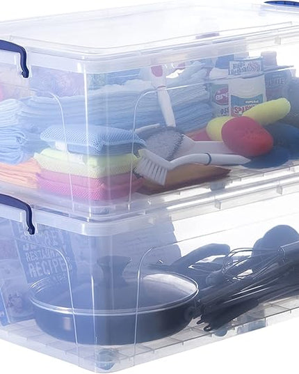 Superio Storage Bins with Lids, Clear Plastic Containers for Organizing, Stackable Totes, BPA Free, Odor Free, Organizer Boxes for Home, and Dorm (2 Pack, 60 Quart)