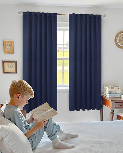 BGment 72 inch Length Blackout Curtains - Rod Pocket and Back Tab Thermal Curtains for Bedroom/Living Room/Kitchen Home Decor, 2 Window Curtain Panels (52 x 72 Inch, Navy Blue)