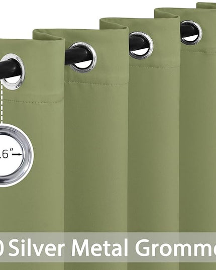 Yakamok 84 Inch Length Blackout Curtains for Bedroom, Light Blocking Drapes Room Darkening Thermal Insulated Solid Grommet Panels for Living Room, (70Wx84L, Sage Green, 2 Panels)