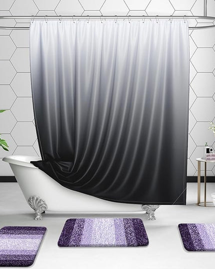 OLANLY Bathroom Rug Set 2 Piece, Soft Absorbent Microfiber Bath Mats and U-Shaped Contour Toilet Rug, Non-Slip, Machine Wash Dry, Plush Shaggy Bath Mats for Bathroom (30"x20"+24"x20", Violet)