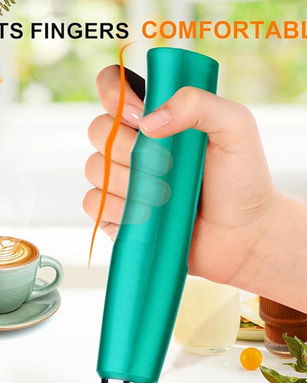 YUSWKO Turquoise Handheld Milk Frother Wand for Coffee, Rechargeable Electric Whisk with 3 Heads 3 Speeds Drink Mixer Coffee Frother For Latte, Cappuccino, Hot Chocolate, Egg