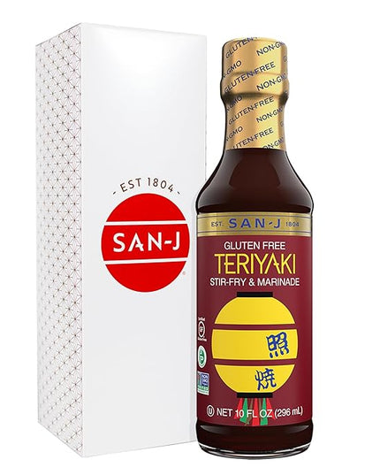 San-J - Gluten Free Teriyaki Sauce - Well-balanced Sauce for Cooking - Non-GMO - 10 oz. Bottle