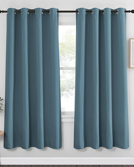 NICETOWN Blackout Curtain Drape 72 inch Long - Grommet Noise Reducing Thermal Insulated Modern Window Treatments for Bedroom Living Room (1 Panel, 52 x 72 Inch, Smoky Blue)