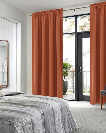 DWCN Blackout Curtains Thermal Insulated, Energy Saving & Noise Reducing Bedroom and Living Room Curtains, Burnt Ochre, W 52x L 95 Inch, Set of 2 Rod Pocket Curtain Panels