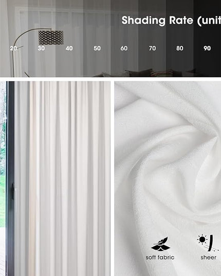SmartWings Automatic Curtain Opener with Drapery, Motorized Vertical Blinds with Remote, Electric Closet Doors Sliding Panels Compatible with Alexa Google Homekit, Sheer Refined Elegance