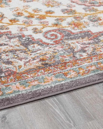 BoutiqueRugs Oark Traditional Area Rug - Brick Red, Camel, Charcoal - 7'10" x 10'3"