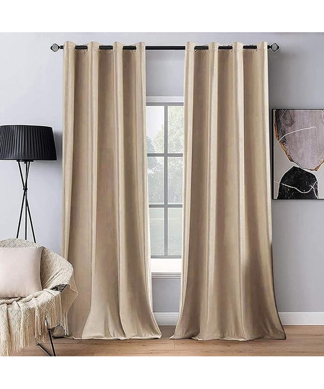 MIULEE 2 Panels Blackout Velvet Curtains Solid Soft Grommet Camel Beige Curtains Black Out Thermal Insulated Soundproof Room Darkening Drapes/Panels for Living Room Bedroom 52 x 96 Inch Length