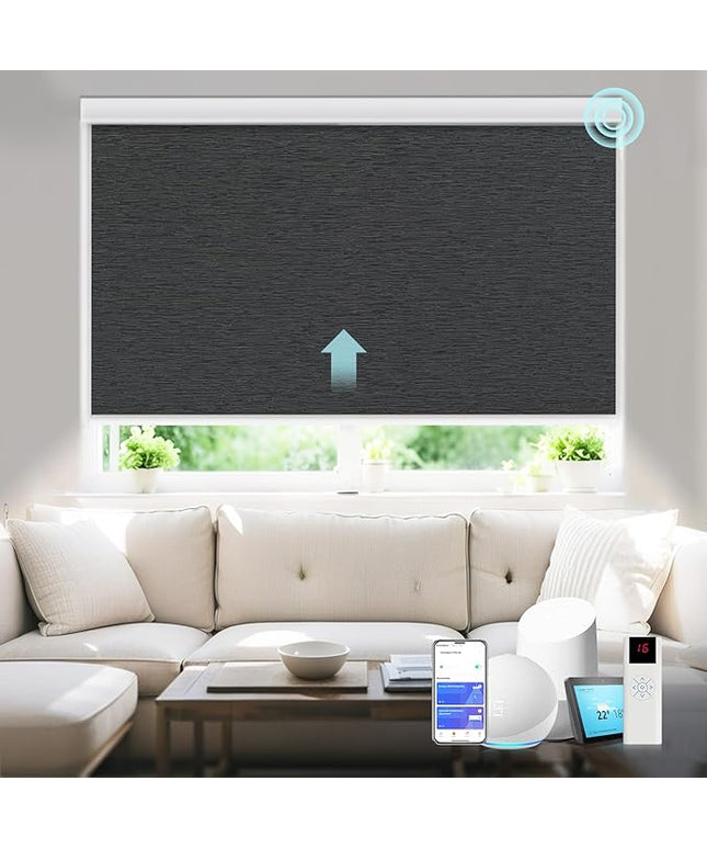 Motorized Blinds with Remote Smart Blackout Shades Electric Curtains Automatic Roller Blinds Shades for Indoor Windows Cordless with Alexa Google Home(Blackout Custom Color/Size)