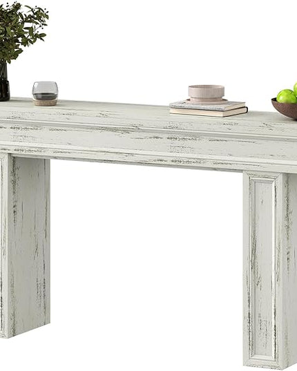 Rresyet 63 Inch Long Console Table, Sofa Table Behind Sofa, Wooden Entryway Table, Farmhouse Entryway Table for Entry, Hallway, Living Room (White)