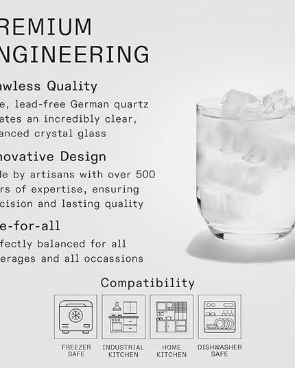 Made In Cookware - Drinking Glasses - 15 oz - Set of 4 - Made of Ultra-Durable Crystal - Crafted in Germany