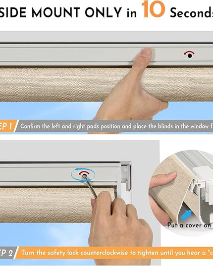 Persilux Smart Motorized Blinds with Remote, No Drill Automatic Roller Shades for Indoor Windows, Light Filtering Linen Fabric, Electric Blinds for Windows, Linen Beige C156-2, Custom Size