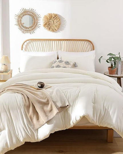 ROSGONIA Comforter Full Size for Girls Boys Teens Ivory, 3pcs (1 Boho Comforter & 2 Pillowcases) Soft Lightweight Dorm Bedding All Season Bed Set