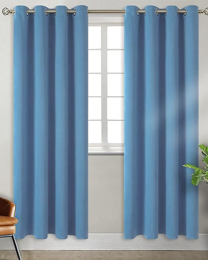 BGment Blackout Curtains for Bedroom - Grommet Thermal Insulated Room Darkening Curtains for Living Room, Set of 2 Panels, Each 55 x 96 Inch, Faded Denim