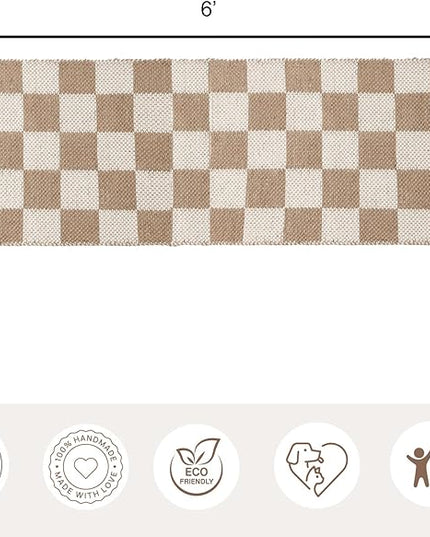 REDEARTH · Jute Cotton Area Rug - 2'x6' Rectangular Rug, Sustainable Handwoven, Non-Shedding, Soft & Durable – Reversible, Neutral Tones for Home Décor in Living Room, Dining Room, Bedroom, Set of 2