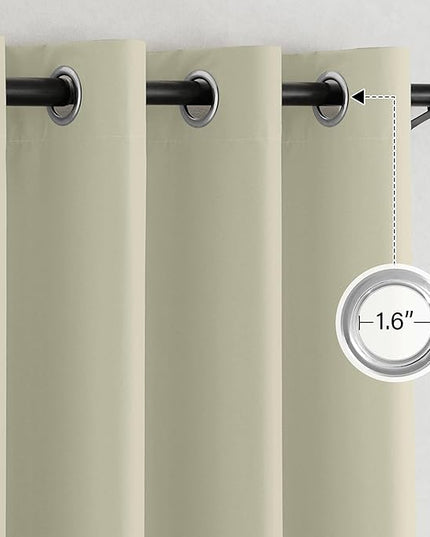 NICETOWN 100% Blackout Muted Beige Curtains 84 inches Long, Grommet Energy Saving Thermal Insulated Window Treatments Lightweight for Bedroom/Home Office, W52 x L84, 2 Panels