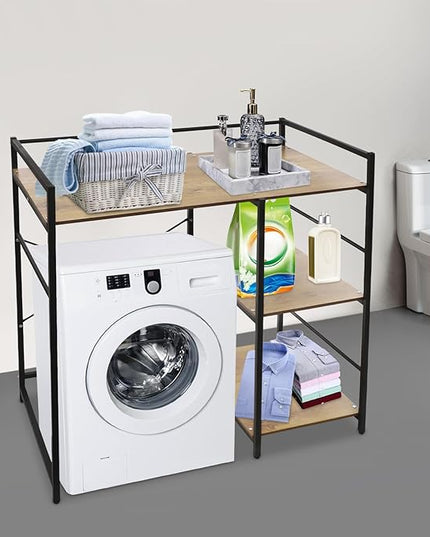 3 Tier Bathroom Washer Dryer Storage Shelf, 43.3×23.6×44.1In Washing Machine Storage Utility Rack, Space Saving Shelving Units Clothes Dryers Shelf for Laundry Room, Balcony
