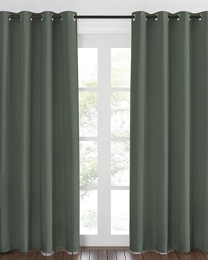 NICETOWN Blackout Curtain for Living Room 84 inch Long - Grommet Thermal Insulated Room Darkening Sound Proof Curtain for Bedroom, 1 Panel, Dark Mallard, W52 x L84