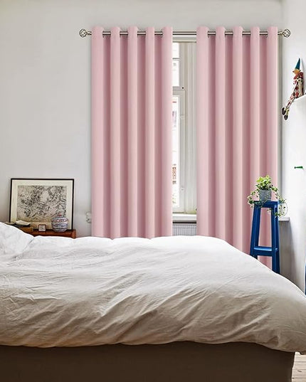 BGment Room Darkening Curtains 84 Inches Long - Grommet Thermal Insulated Drapes Window Treatment Curtains for Bedroom, 2 Panels, 70 x 84 Inch, Baby Pink