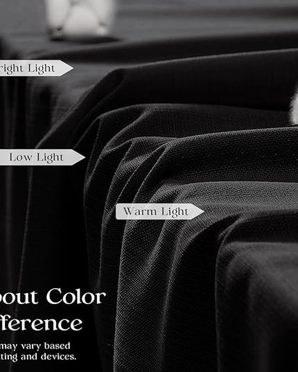 Pinch Pleat Memory Trained Shaped 96 Inch Length Linen Black Curtains for Living Room, Extra Long Bedroom Drapes Vintage Thick Light Filtering Fabric Ceiling Floor Window Curtain 8 ft 40" x 96"