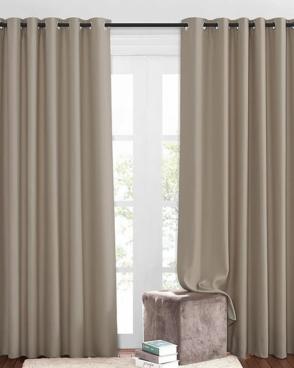 NICETOWN 50% Blackout Taupe Sliding Glass Curtains 2 Panels Set - Window Treatment Thermal Insulated Grommet Light Blocking Sound Reducing Drapes for Bedroom/Living Room, W80 x L84