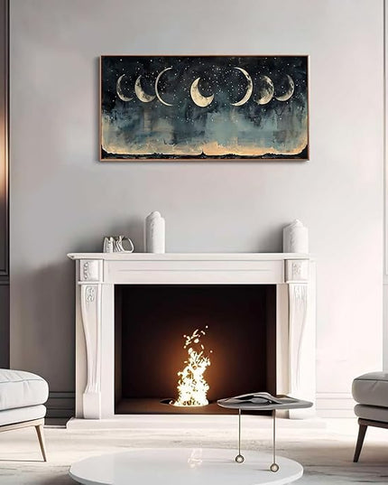 ILLBDR Framed Large Wall art Moon Wall Decor Nature Landscape Painting Dark Academia Rustic Farmhouse Aesthetics for Bedroom Living Room Office 24"x48"
